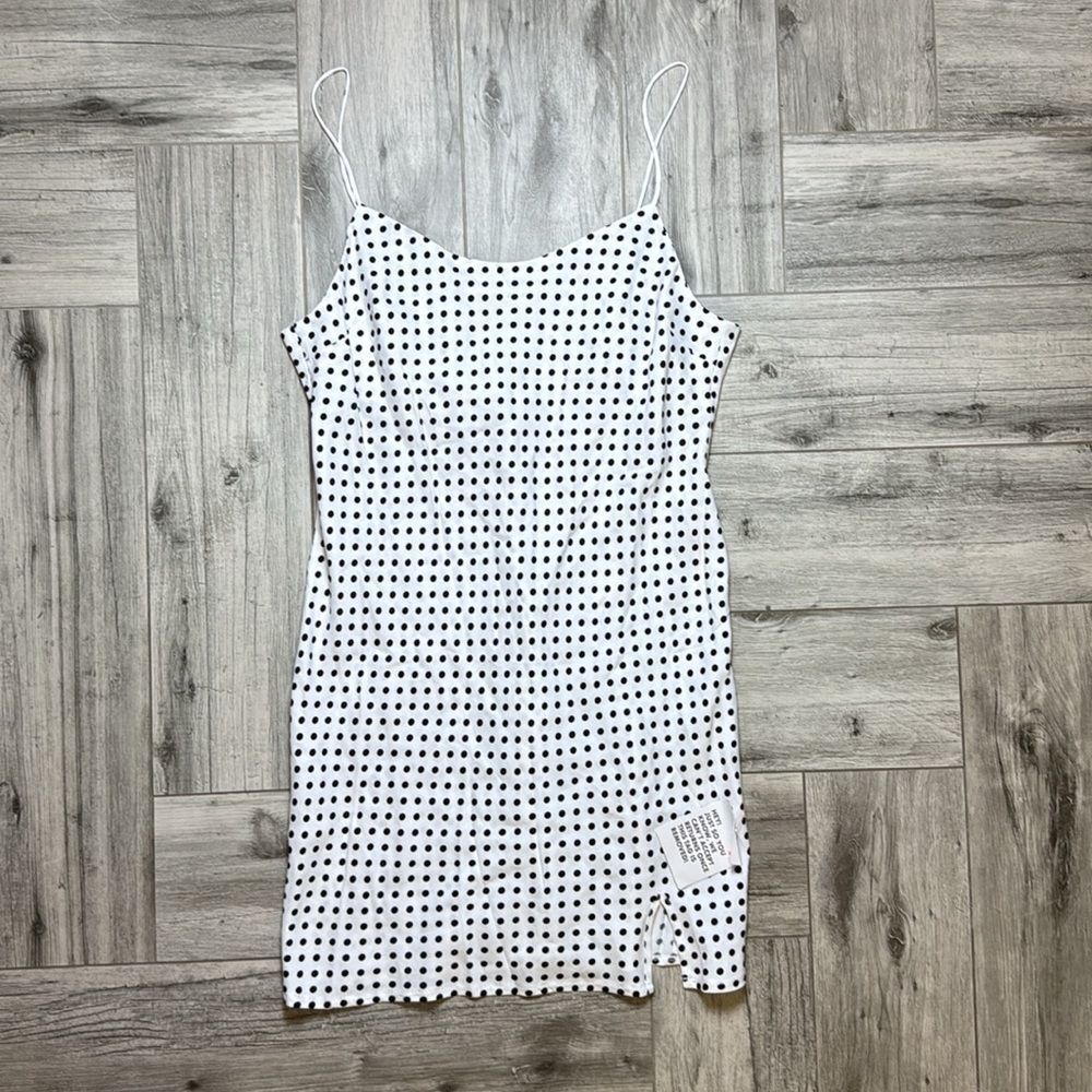 ASOS DESIGN MINI SLIP DRESS IN BLACK SPOT PRINT-MULTI US 10